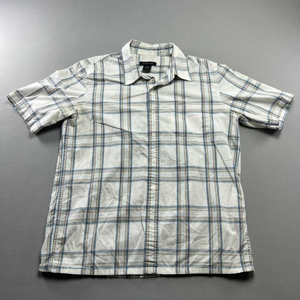 Calvin Klein Shirt Mens M Multicolor Plaid Cotton Collared Back Box Button Up